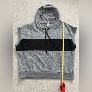 Lorna Jane Gray and grey Black Sleeveless Hoodie with black mesh panel, Size M